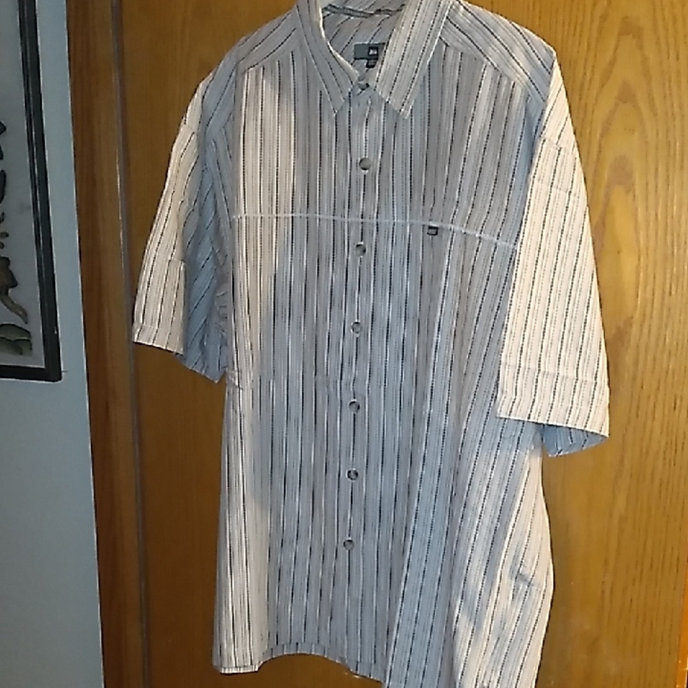 REI Men's Tan Striped Button Down Shirt